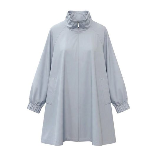 45j15【美品】Leilian レリアン 近年モデル スタンドカラージャケット ラグランスリーブジャケット アウター 13+サイズ ライトブルー ポリエステル100％ レディース 女性用u02t