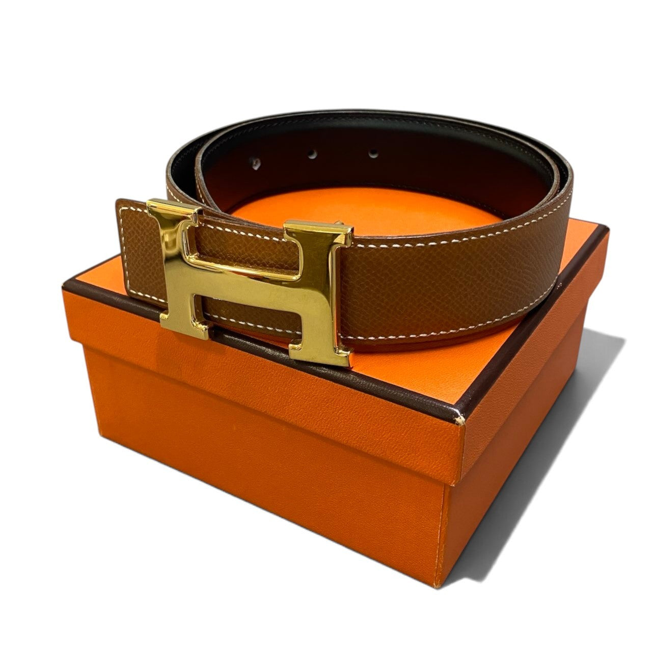 i8 【美品】 Hermès エルメス コンスタンス リバーシブル 65cm Y刻 ゴールドバックル ブラウン レザー レディースk02i