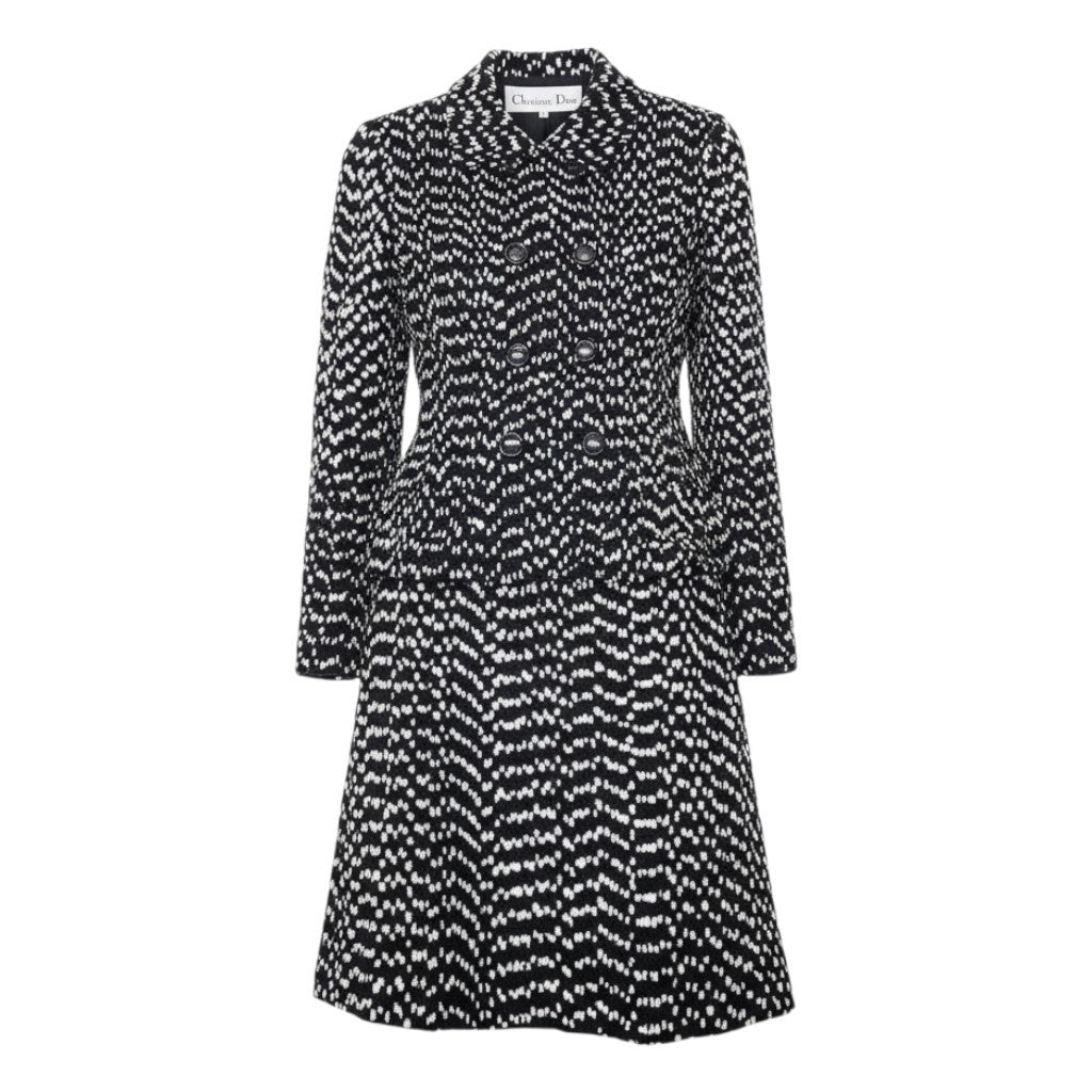 25i27 Christian Dior クリスチャンディオール スカートセットアップ ツイード ジャケット スカート 9サイズ ブラック ホワイト レディース 女性用u02t