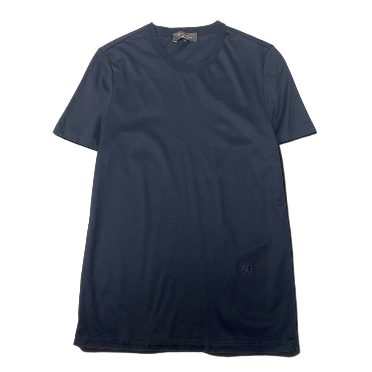 25i27 《美品》 Loro Piana ロロピアーナ 半袖カットソー Tシャツ メンズシャツ ロゴ刺繍 コットンシャツ イタリア製 FA15069 44 ブラック 綿100％ メンズ 男性用u02t