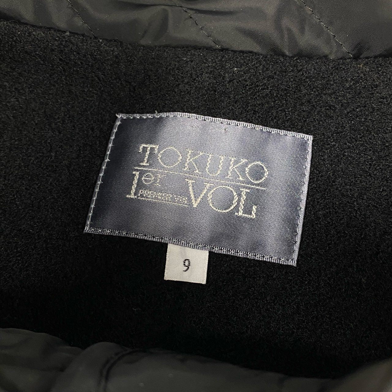 39L12 TOKUKO 1er VOL トクコプルミエヴォル 異素材切替 ロングコート ウールコート 刺繍 ドット柄 9 ブラック系 レディース 女性用u02t