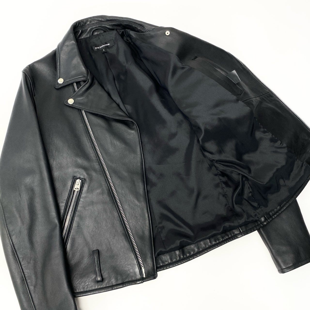 61b4  JACKROSE ジャックローズ ラムレザー ダブルライダースジャケット サイズ5 XL ブラック 羊革 シープスキン バイカーt18r