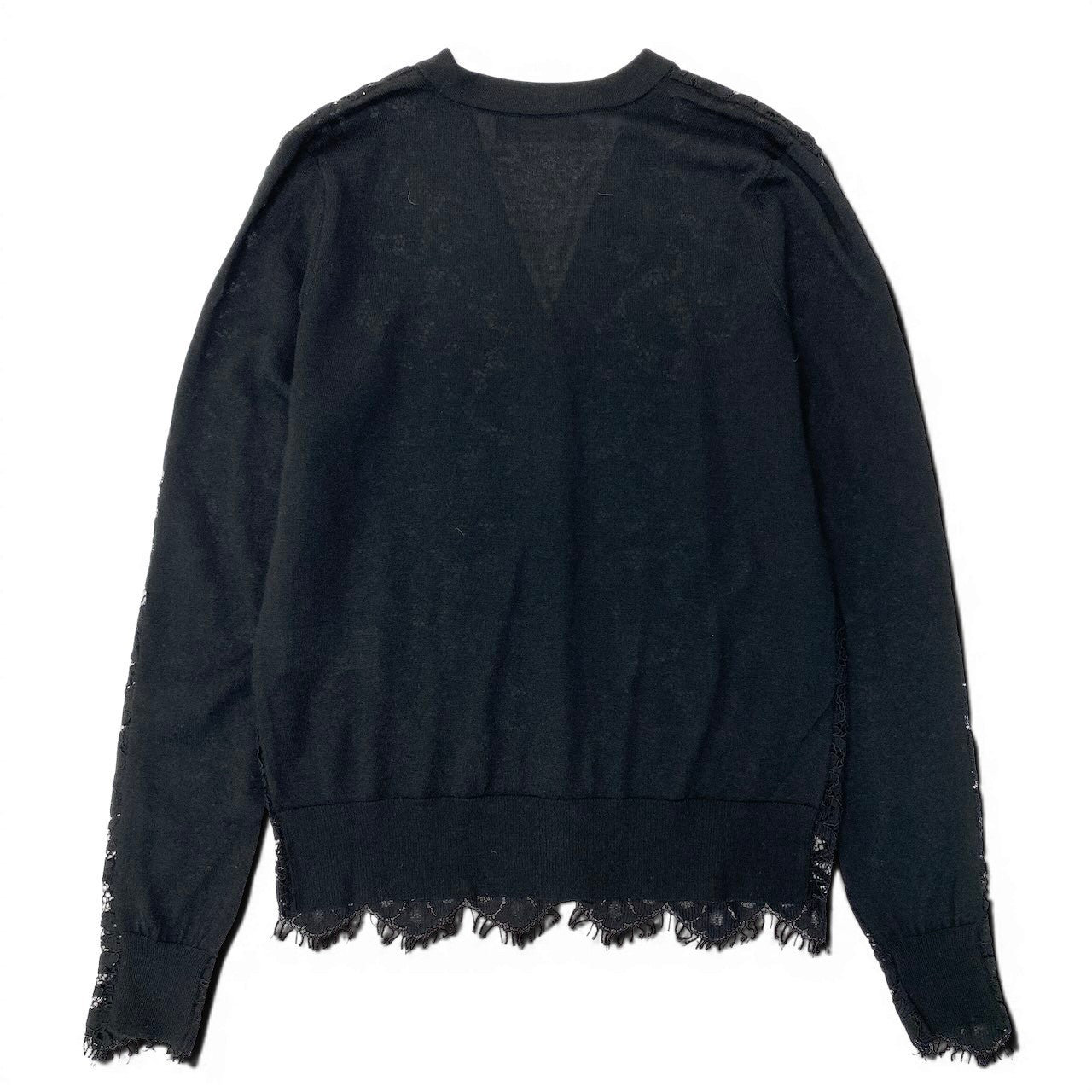 56e12 DOLCE&GABBAN ドルチェアンドガッバーナ ロングスリーブレースカーディガン  ニットセーター イタリア製 38サイズ ブラック レディース 女性用t18r