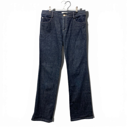 Ia28 courreges クレージュ ストレートデニムパンツ ボトムパンツ ブランドロゴ刺繍 40サイズ インディゴ レディース 女性用u02t