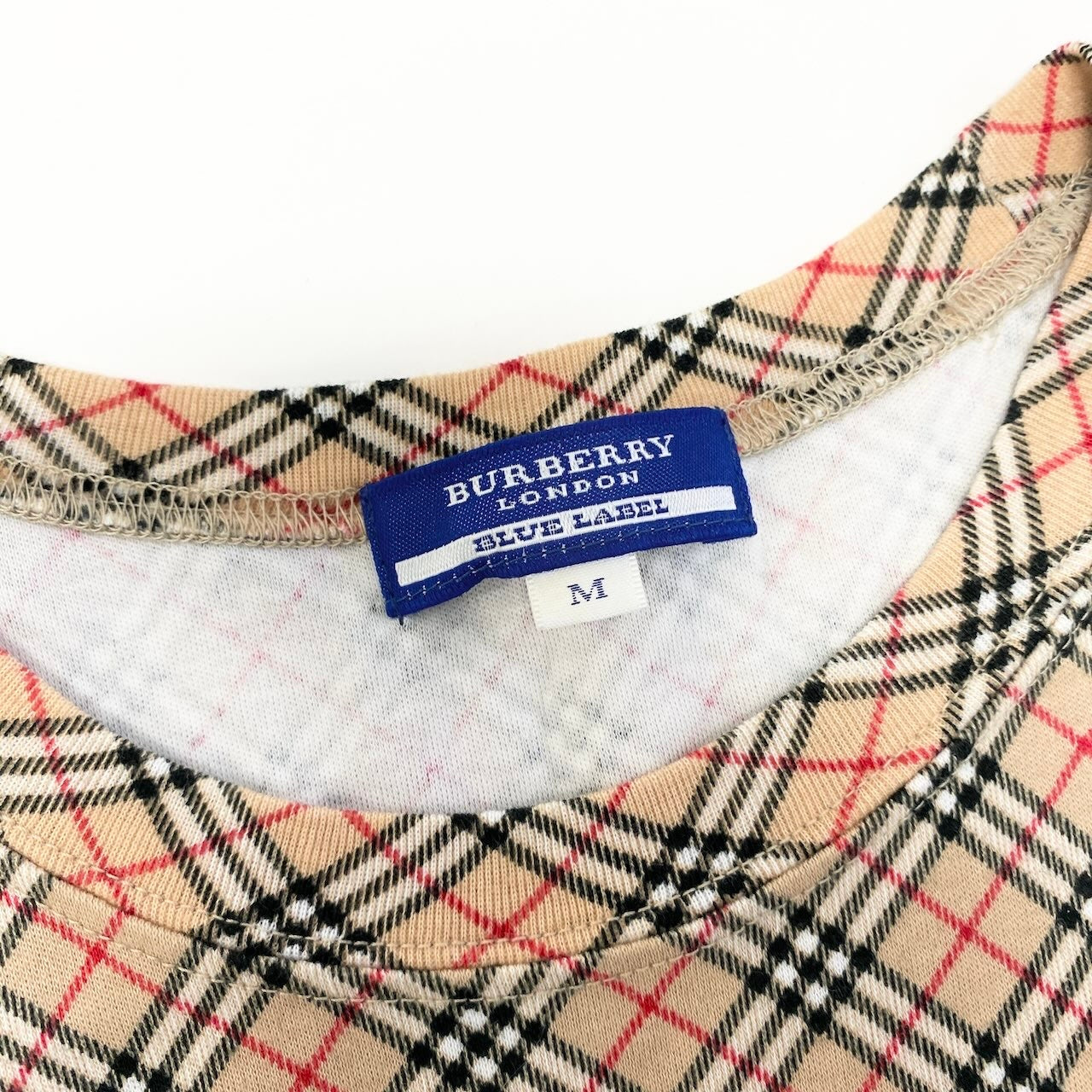 Sd22 BURBERRY バーバリー ロンドン 7分袖Tシャツ カットソー ノバチェック トップス Mサイズ ベージュ系 コットン100％ レディース 女性用u02t