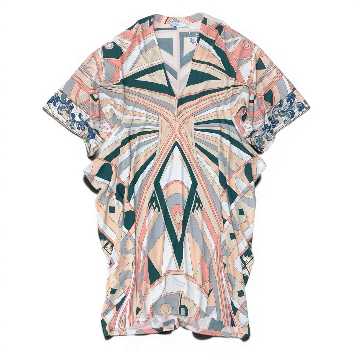 Ig10 【極美品】Emilio Pucci 変形チュニックワンピース 総柄 イタリア製 38サイズ マルチカラー レーヨン100％ レディース 女性用ta1