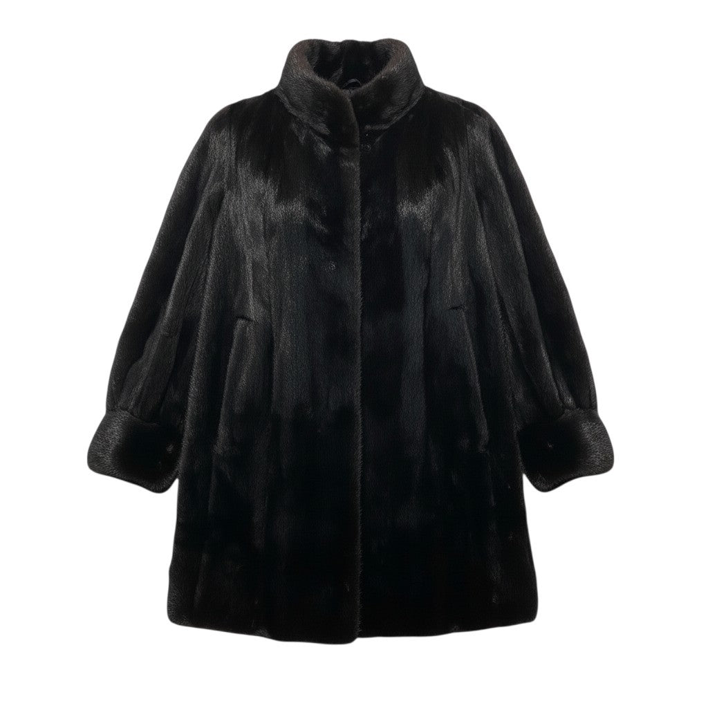 30j7 SAGA MINK サガミンク 銀サガ ダークミンク ロングコート サイズ11 ブラック 最高級本毛皮 Dark Mink Fur Long Coat リアルファーt18r