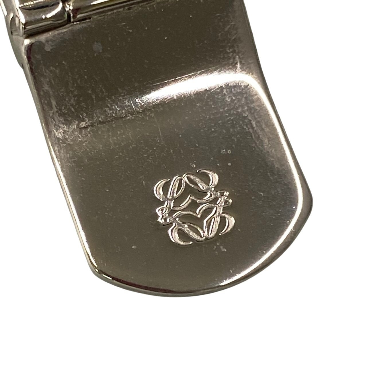 e26 LOEWE ロエベ アナグラム マネークリップ Anagram Logo Money Clip ブラウン シルバー 財布t18r