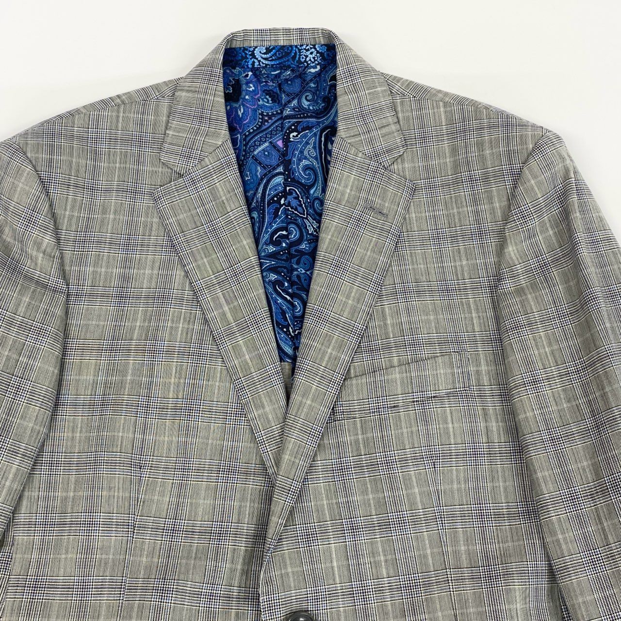 13j29 ETRO エトロ スーツセットアップ テーラードジャケット スラックス チェック ペイズリー 131-10972-8259 48サイズ グレー メンズu02t