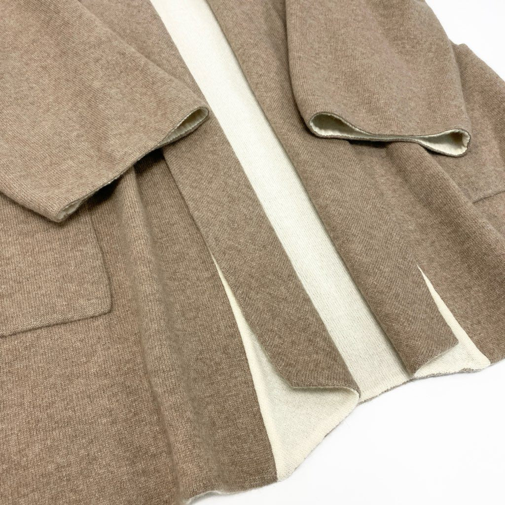 3l27《美品》 AGNONA アニオナ カシミヤ × シルク カーディガンコート サイズ44 ベージュ 画像参照 CASHMERE SILK COATt18r