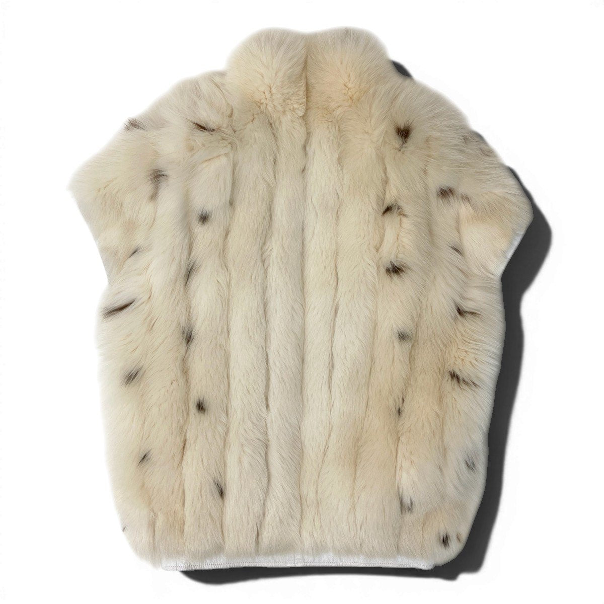 93h8 ブルーフォックス 斑点 ファーベスト サイズF ホワイト 本毛皮 Fox Fur Spotted Vestt18r