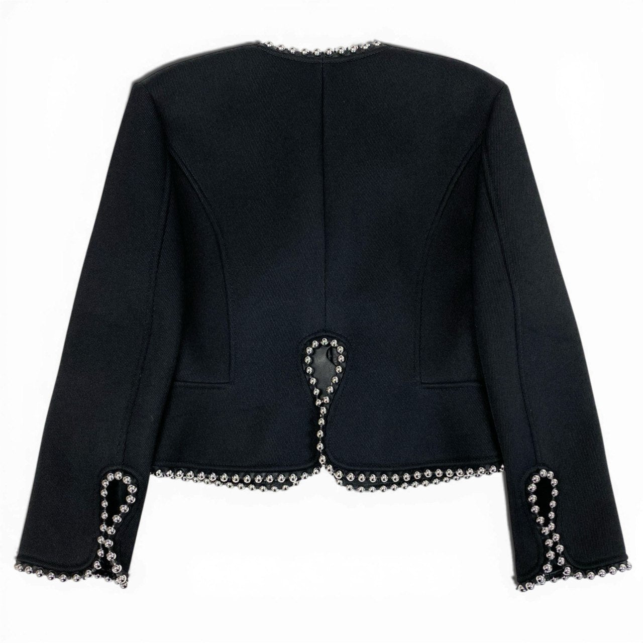 Ab9 《タグ付》 ALEXANDER WANG アレキサンダーワン ボールチェーン デザインジャケット クロップドジャケット 4 ブラック レディースk02i