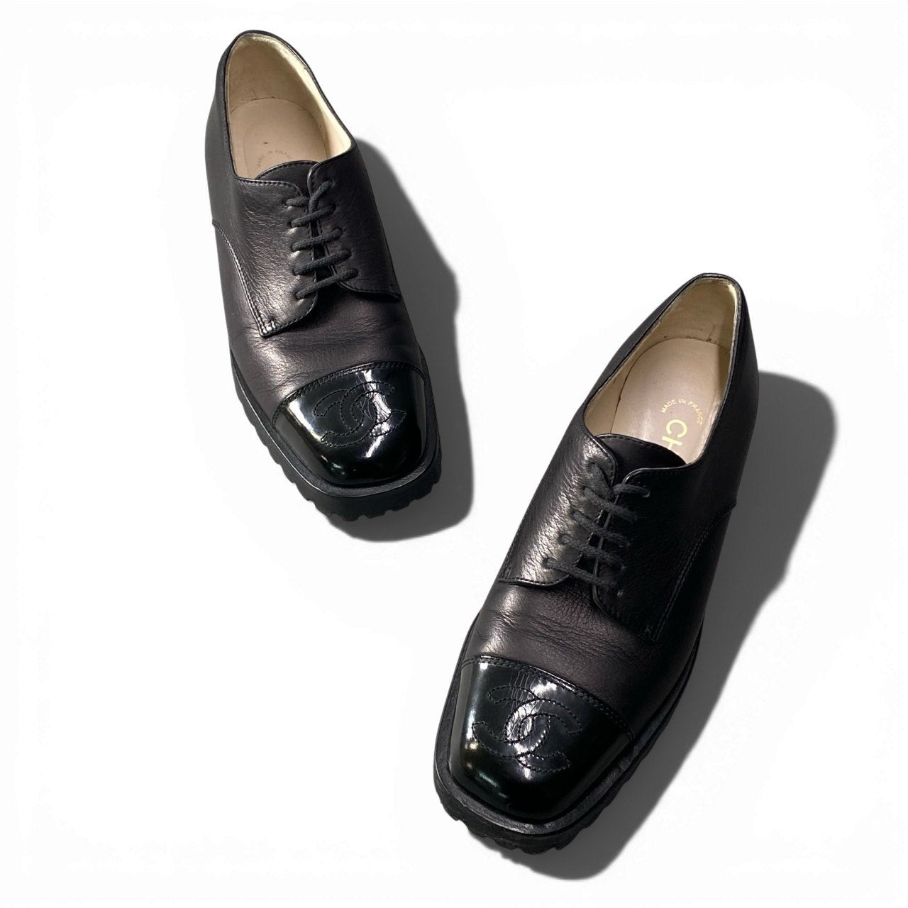 2b5〇 Chanel Coco Mark leather shoes size37 k02i