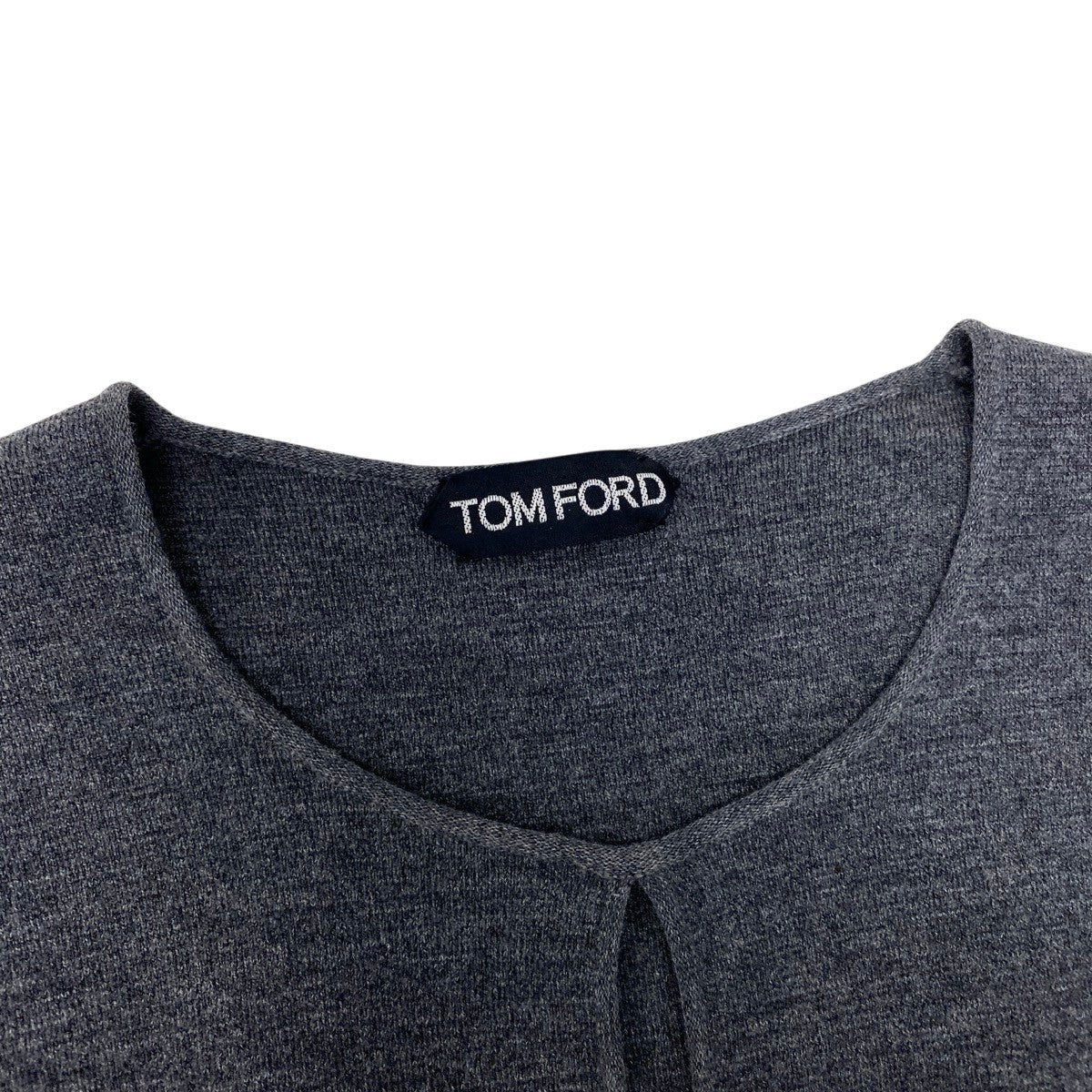 84g15【美品】TOM FORD トムフォード フロントジップ ニットワンピース ロングスリーブ サイズS グレー レディースu02t