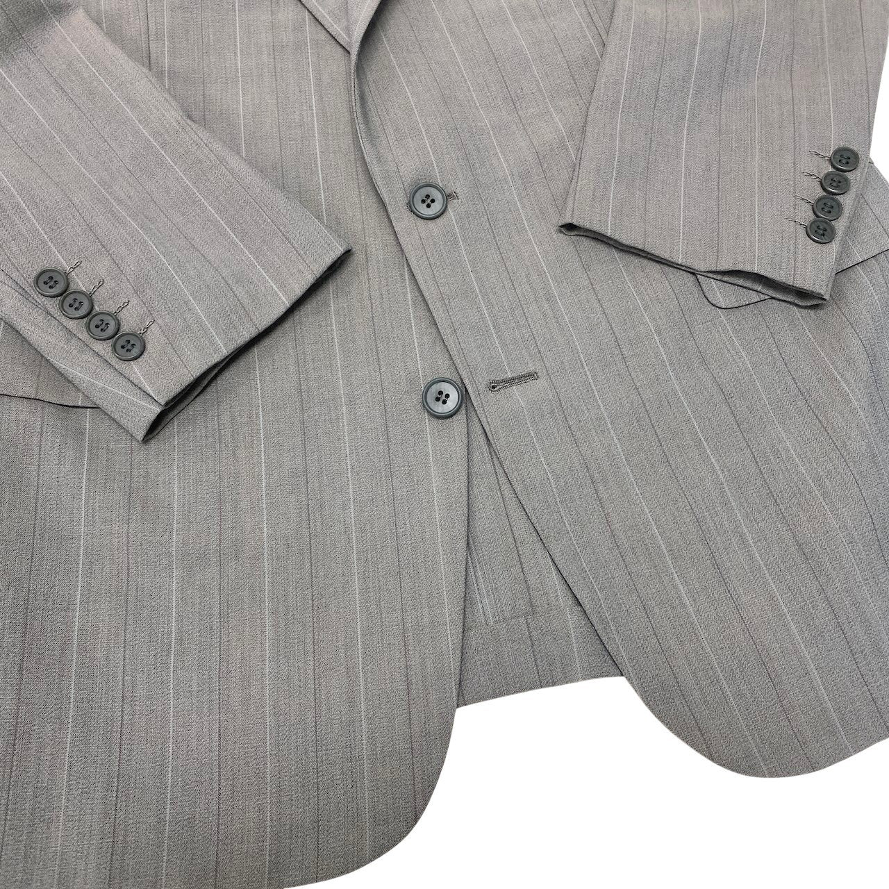 68g4 Christian Dior MONSIEUR クリスチャンディオール セットアップ シングルスーツ ストライプ柄 サイズAB6 グレー ウール100％ メンズ 紳士服o07t