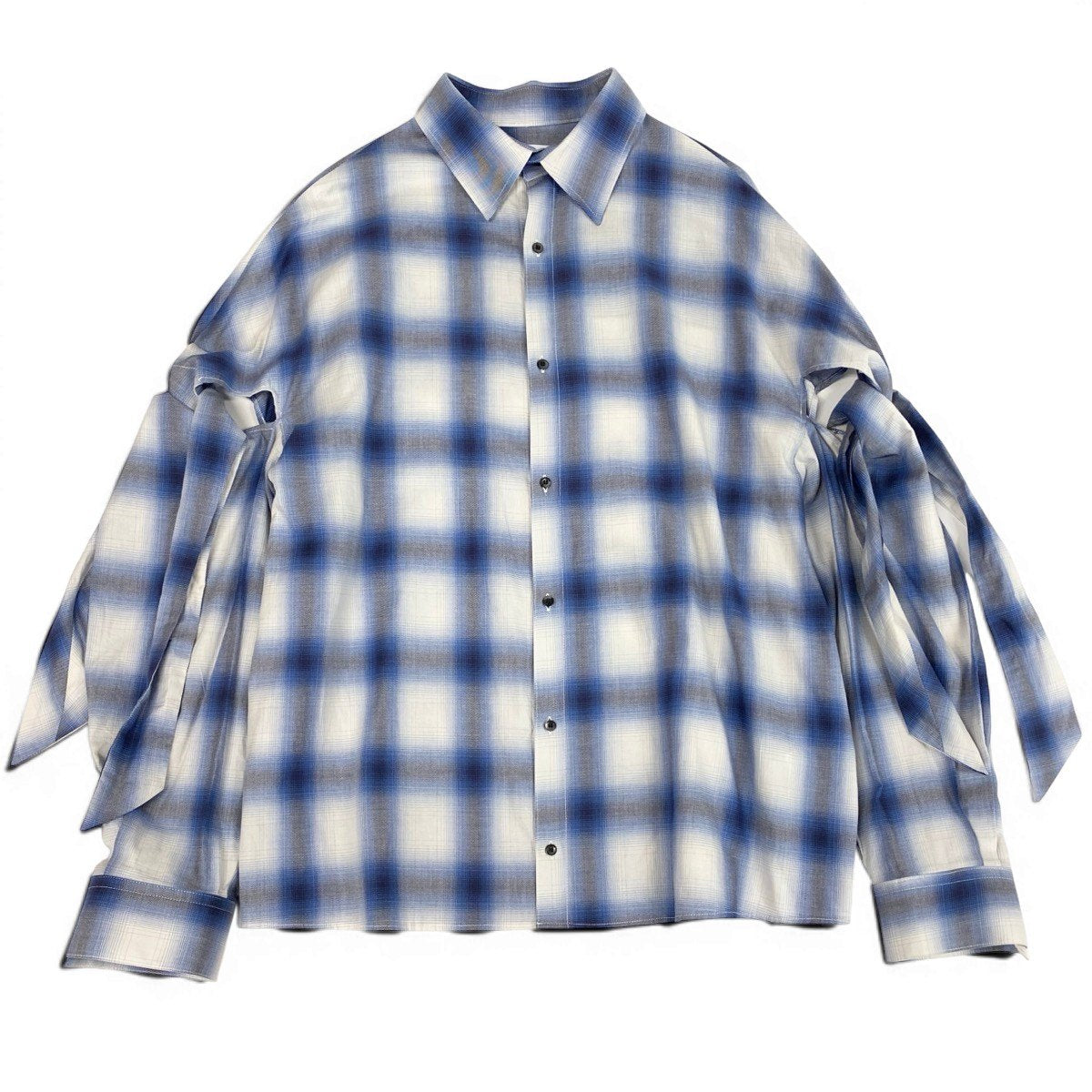 70g2 TENDER PERSON テンダーパーソン MUSUBI SHIRT ムスビシャツ デザインシャツ バックプリント チェック柄 GB-TO-4206 4 ブルー コットン100％ ユニセックス 男女兼用o07t