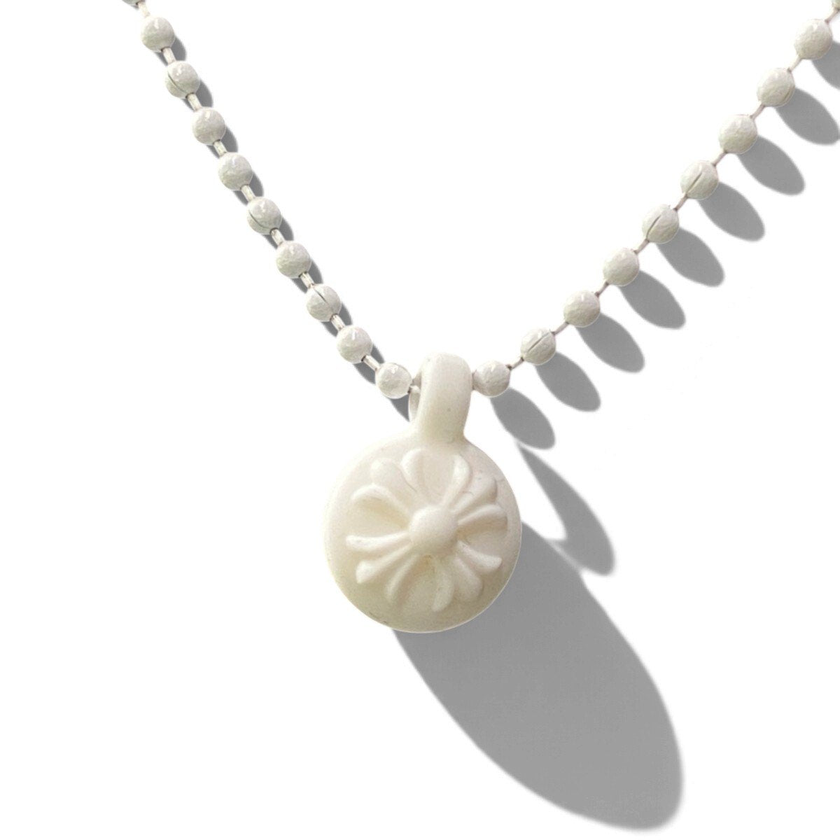 j4 CHROME HEARTS クロムハーツ CH クロスボール ラバーネックレス Cross Ball Pendant Necklace ホワイト レシート付属t18r