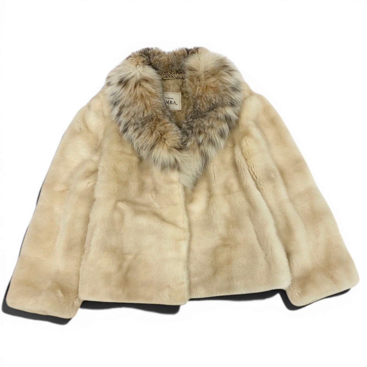 79f10 EMBA エンバ リンクスキャット × パールミンク ファーコート サイズFR ホワイト 最高級本毛皮 Lynx cat × Mink Fur Coatt18r