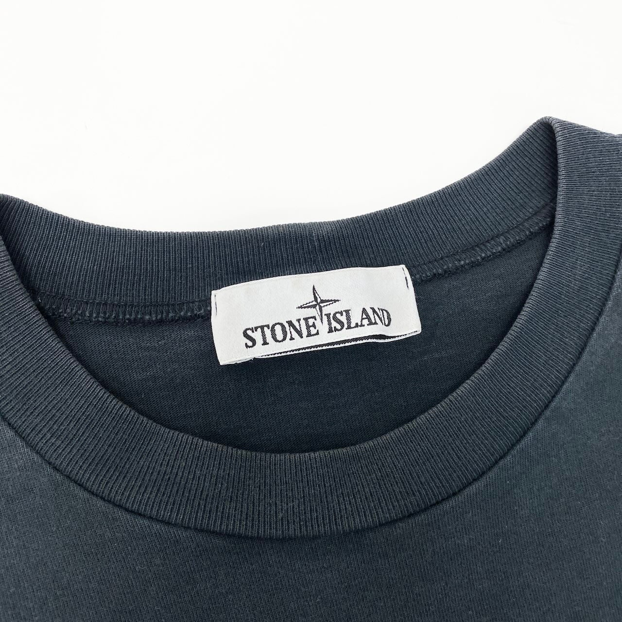 85d9 STONE ISLAND ストーンアイランド クルーネックカットソー プルオーバー トップス トレーナー 801563750 Mサイズ ブラック コットン メンズo07t