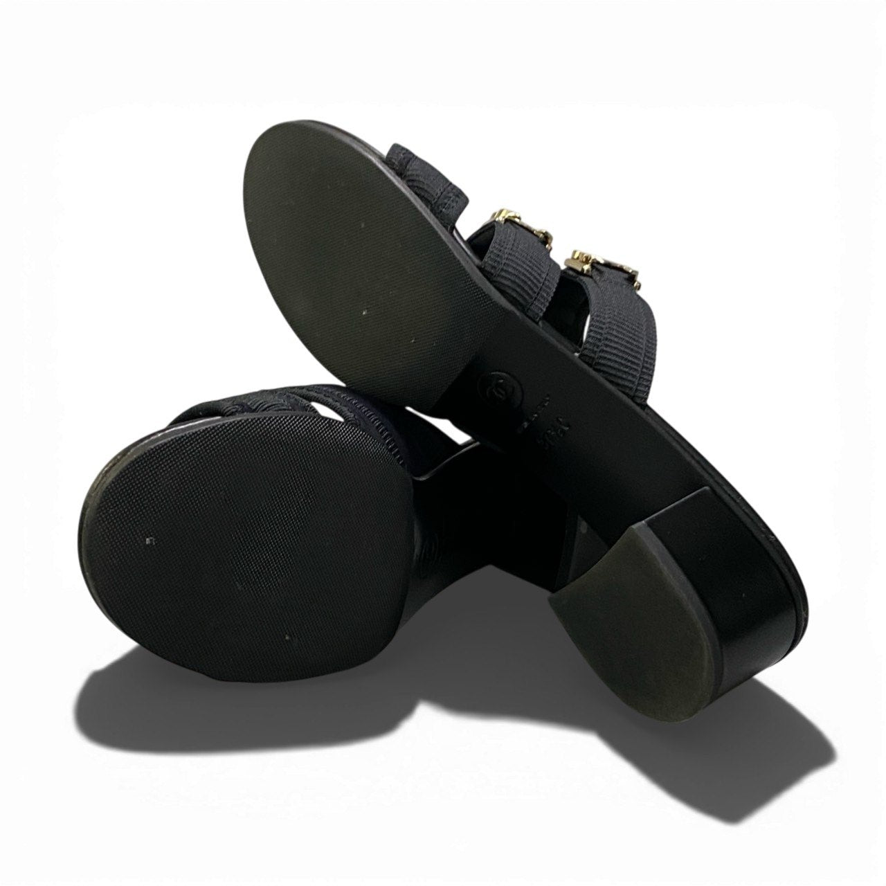 c4 CHANEL シャネル G39895 ココマーク チャンキーヒール サンダル サイズ37 1/2C ブラック レディース シューズ 靴ta1