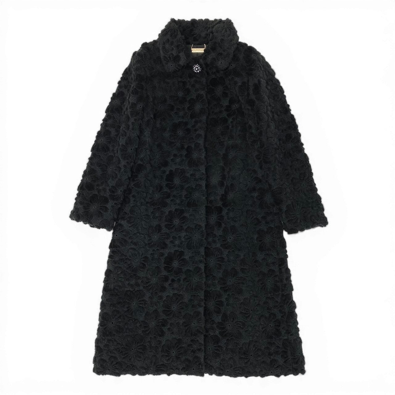 49d5 《極美品》 LEONARD FASHION レオナール OPERA オペラ フラワーモチーフ ジャカードコート 0348018 サイズ3 ブラック 日本製t18r
