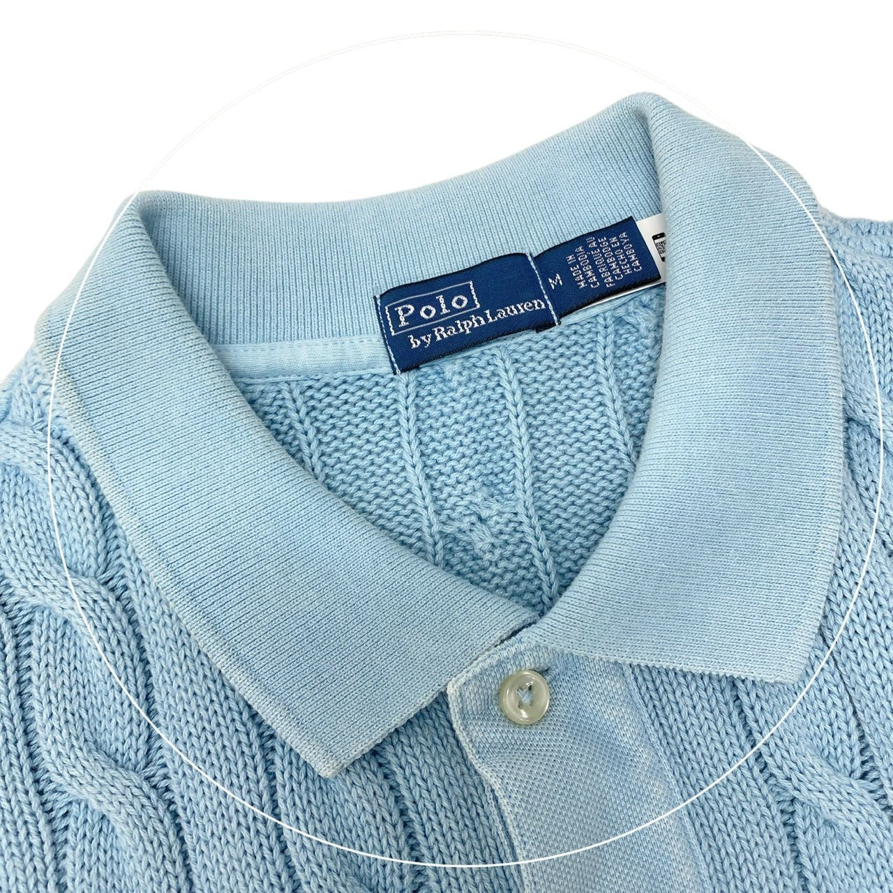 5c5 Polo by Ralph Lauren ポロバイラルフローレン ヴィンテージ加工 半袖ニット ポロシャツ トップス M ライトブルー コットン レディースu02t