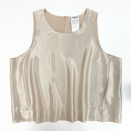 45j10 CHANEL シャネル ノースリーブシャツ トップス ココマーク P16699V09393 38サイズ ベージュ レディースu02t