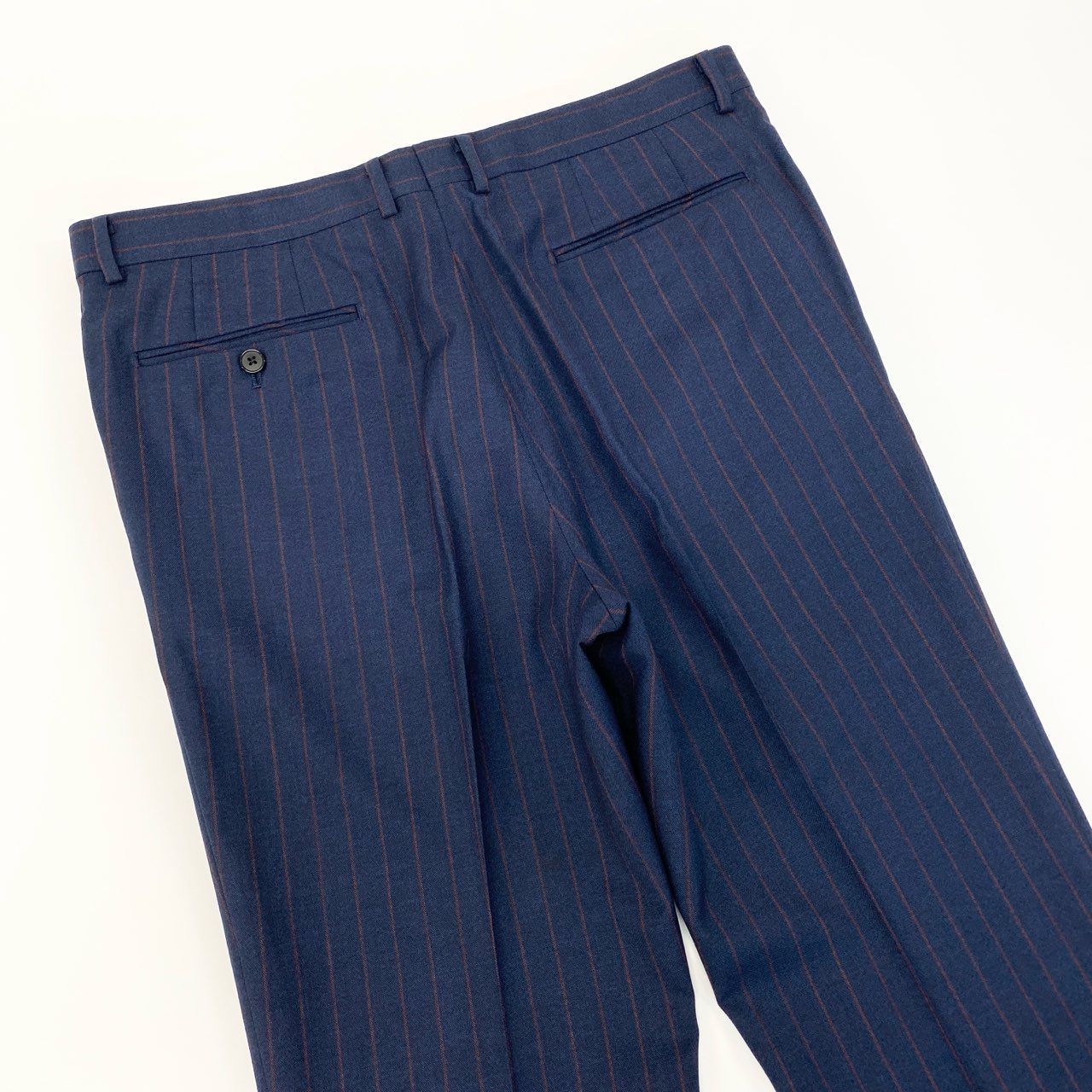 61k28 mila schon ミラショーン セットアップスーツ 3ピース スリーピース 2B ストライプ柄 ビジネス フォーマル メンズ 紳士服 ネイビー ウール100％u02t