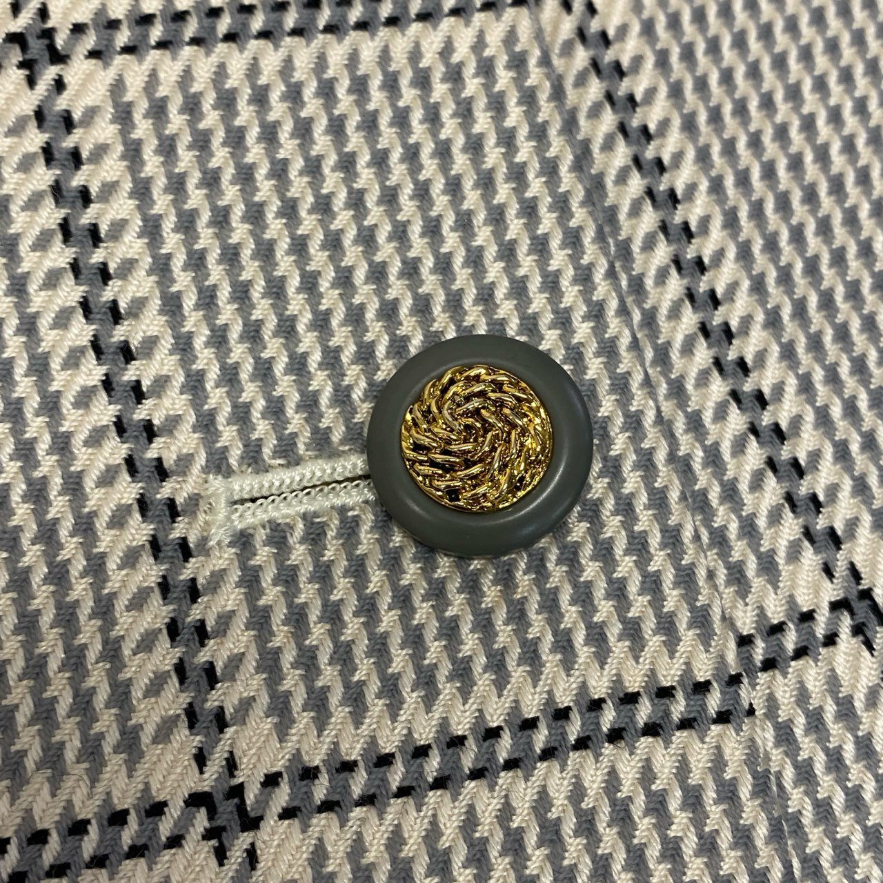 5c5 Vintage Burberrys バーバリーズ スカートスーツ セットアップ 装飾ボタン ノーカラー 11 グレー系 チェック レディースu02t