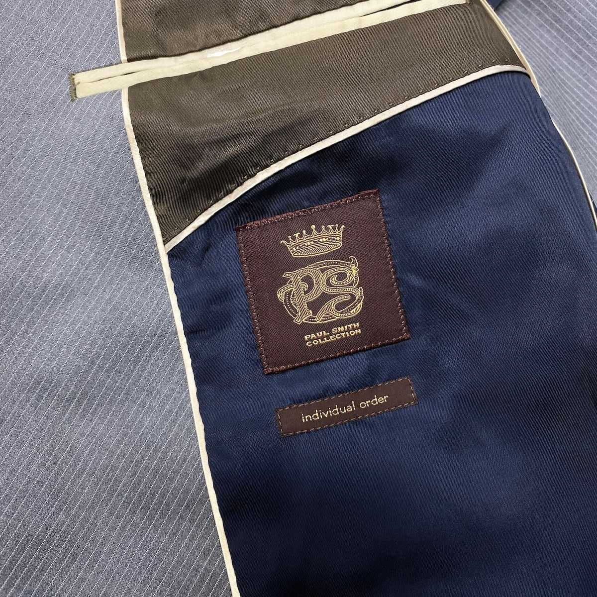 45j15 Paul Smith COLLECTION ポールスミスコレクション セットアップ シングルスーツ ストライプ柄 2B グレー ウール100％ メンズ 紳士服o07t