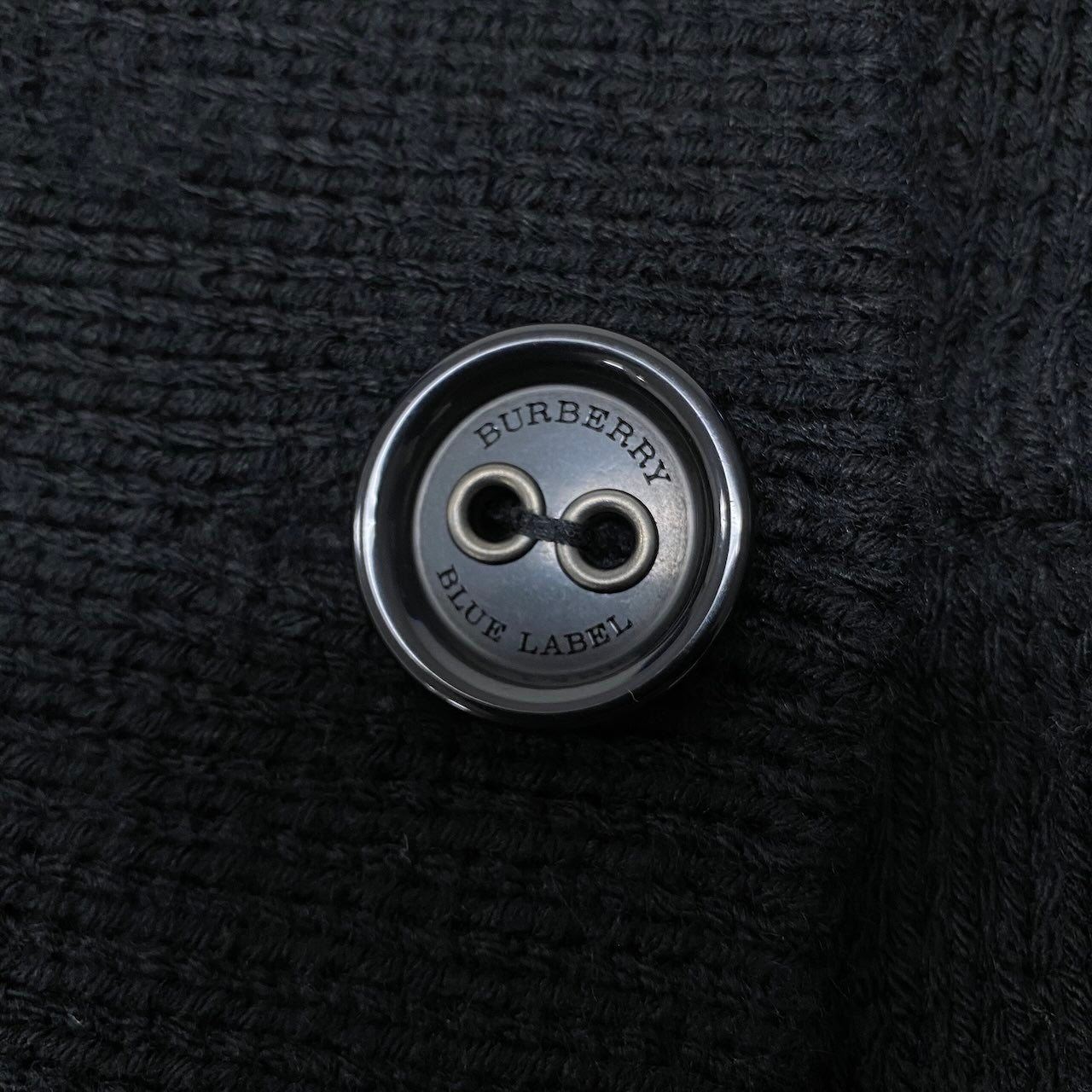 81g4 BURBERRY LONDON BLUE LABEL バーバリーロンドン ブルーレーベル ハイネック ニットジャケット ダブルブレスト ホース刺繡 サイズ38 ブラック レディース 女性用o07t