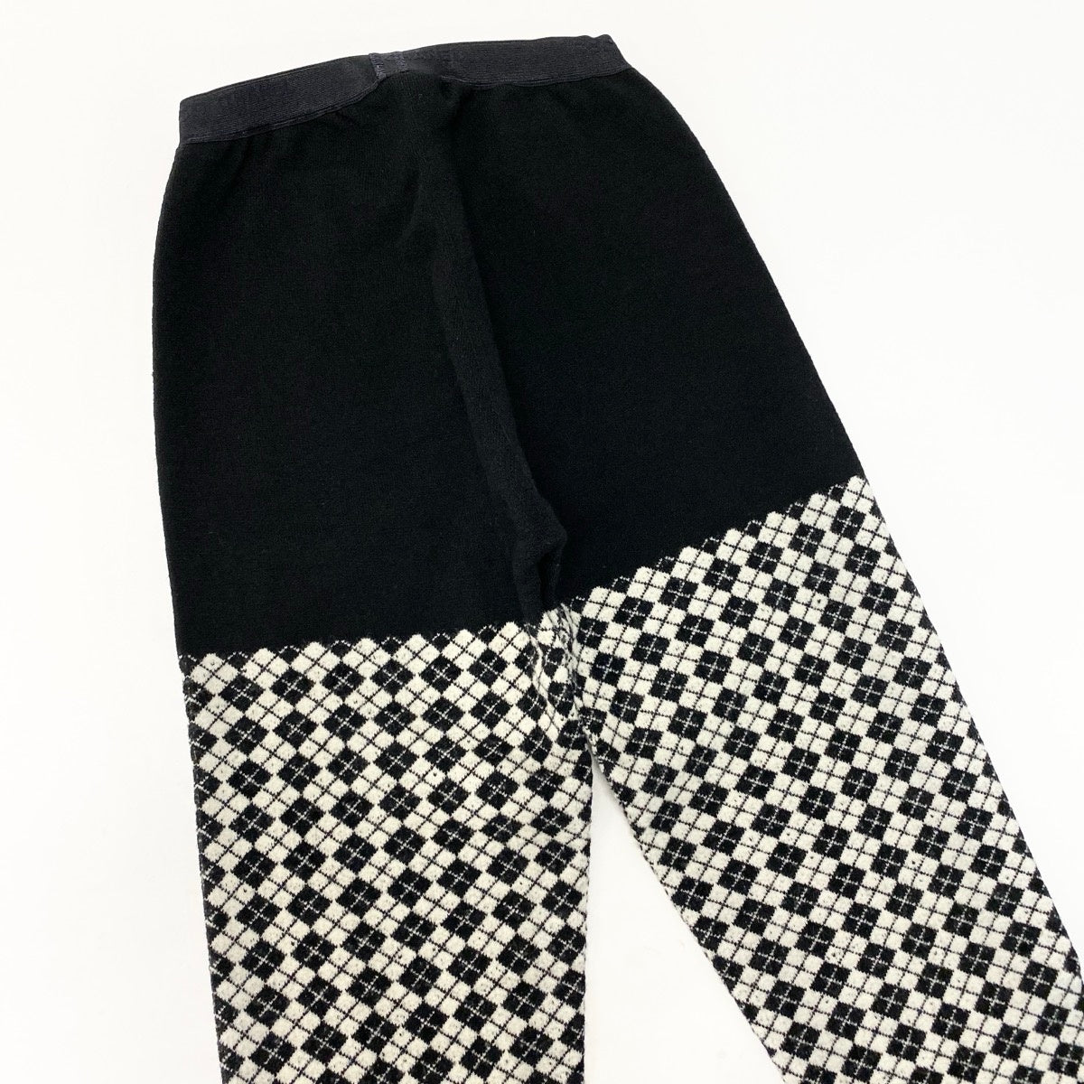 51e19 【未使用保管品】 CHANEL シャネル ニットパンツ タイツ ココマーク アーガイル柄 サイズS ブラック ホワイト レディース 女性用u02t