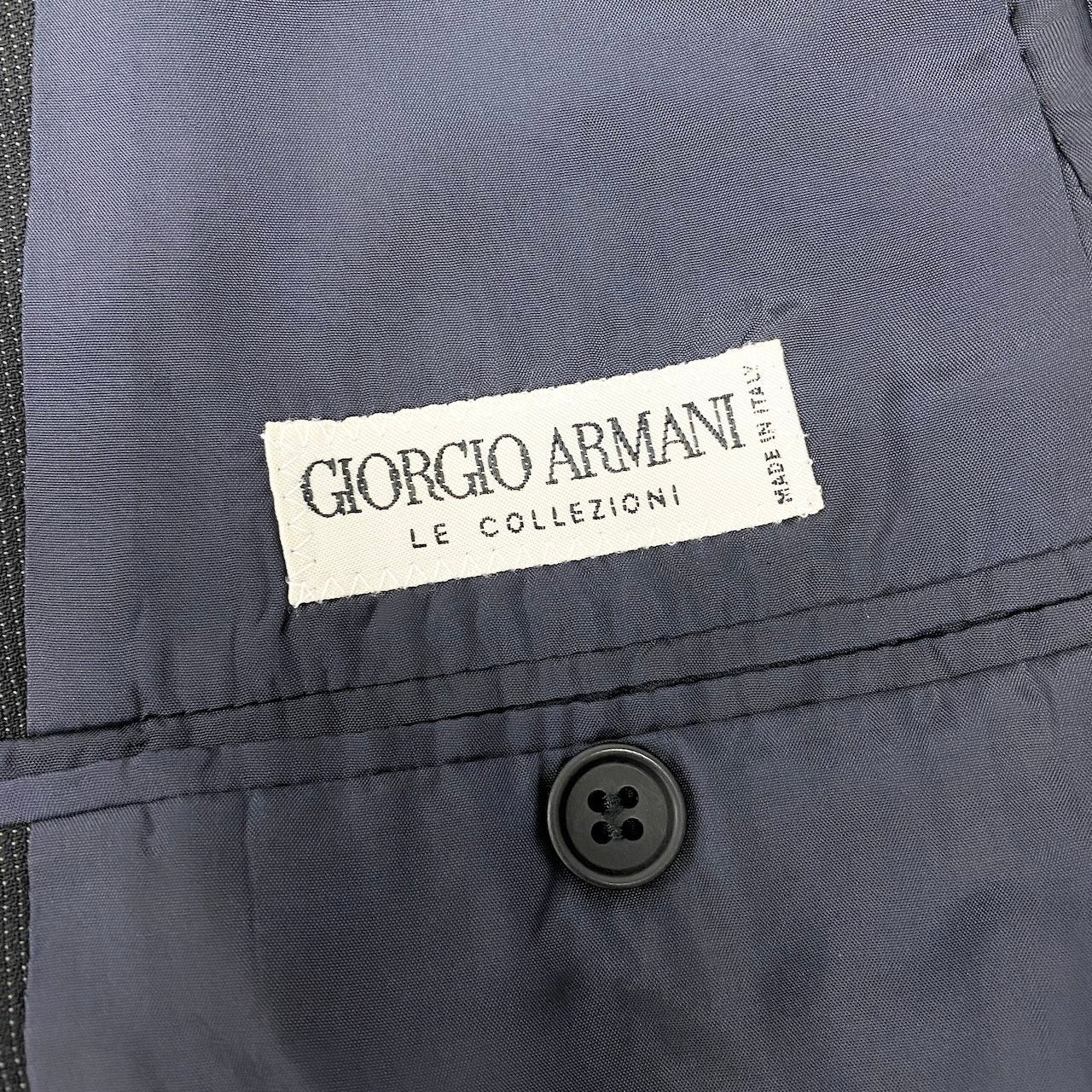 43c30 GIORGIO ARMANI LE COLLEZIONI ジョルジオアルマーニ セットアップスーツ シングル 3B 背抜き メンズ 紳士服 ビジネス 44REG ブラックo07t