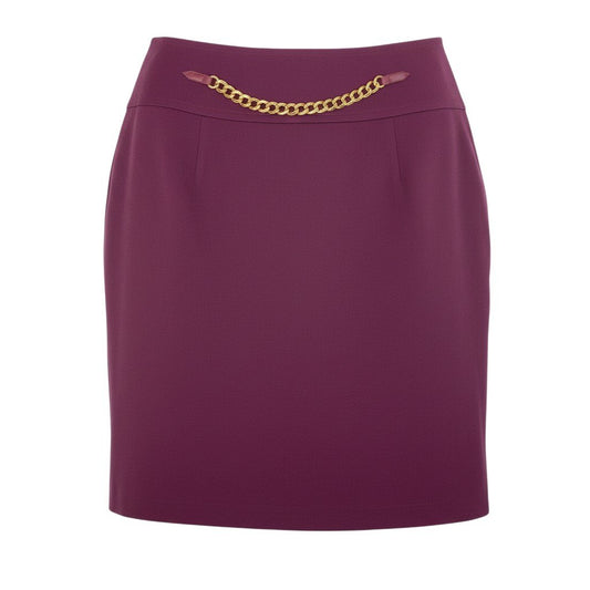 28b20 Vintage  CELINE セリーヌ ゴールドチェーン タイトスカート 膝丈 46 パープル ウール フランス製 大きいサイズu02t