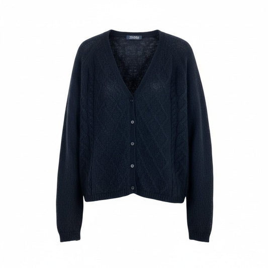 46L8 ’S MaxMara エスマックスマーラ モヘアカーディガン  ニットカーディガン ロングスリーブ ローゲージ Lサイズ ブラック レディースk02i