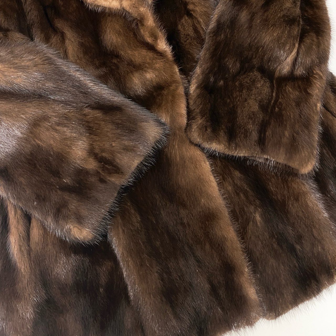 86c4 パステルミンク ファーコート サイズ15 ブラウン 本毛皮 Pastel Mink Fur Coat 毛並み◎t18r