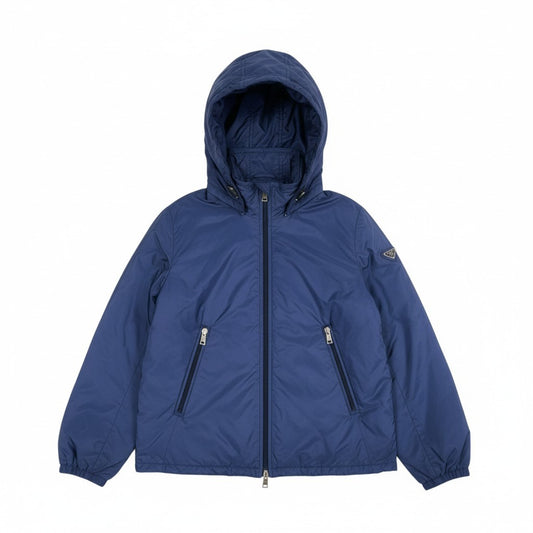 30l14 PRADA プラダ Re-Nylon フーデッドジップジャケット 三角プレート 29Q597 サイズ40 ブルー ブルゾン パーカーt18r