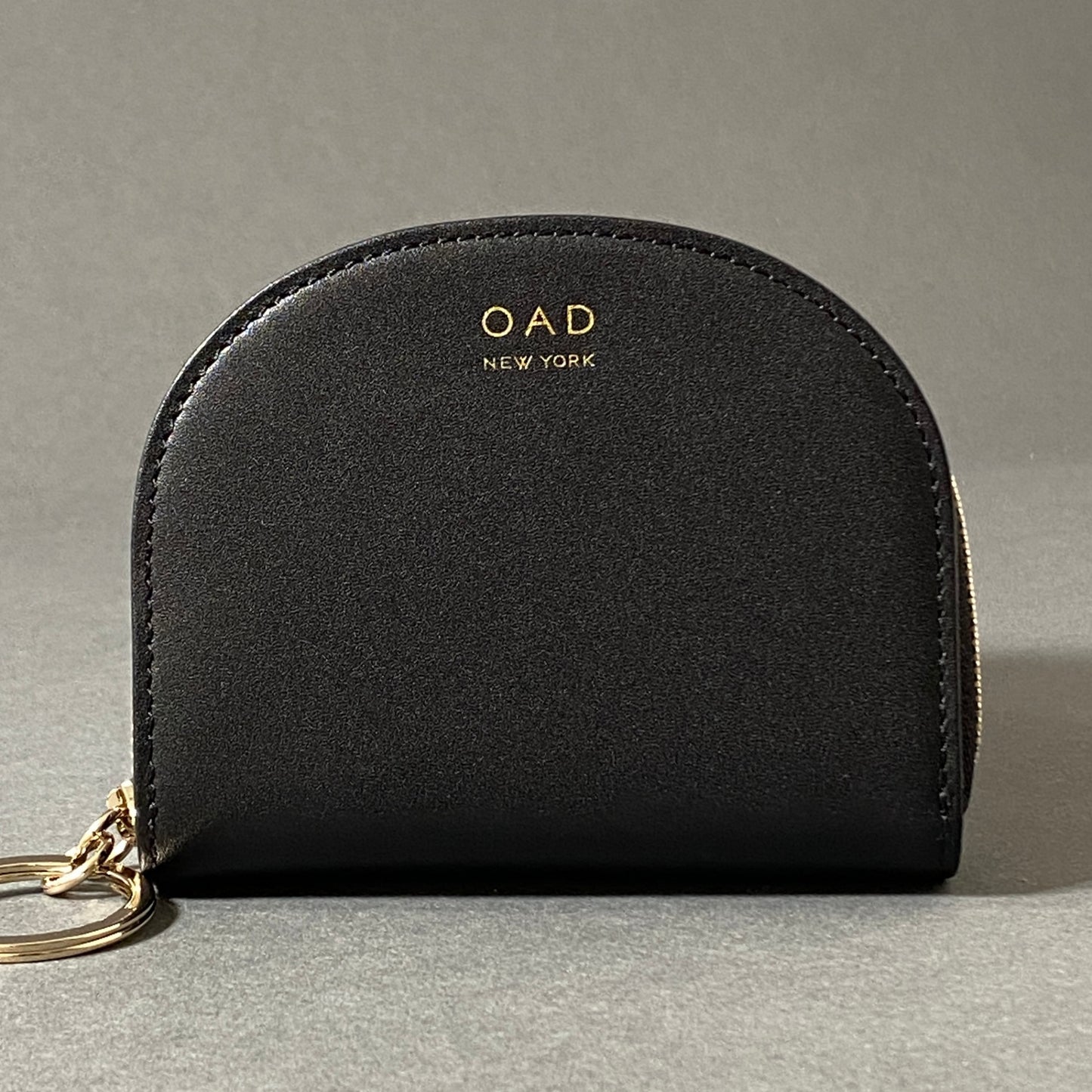 f28-7 《未使用保管品》 OAD NEW YORK オーエーディー ニューヨーク Dia Continental Mini Mirror Wallet ミニミラーウォレット ブラック レザー ラウンドジップ 財布