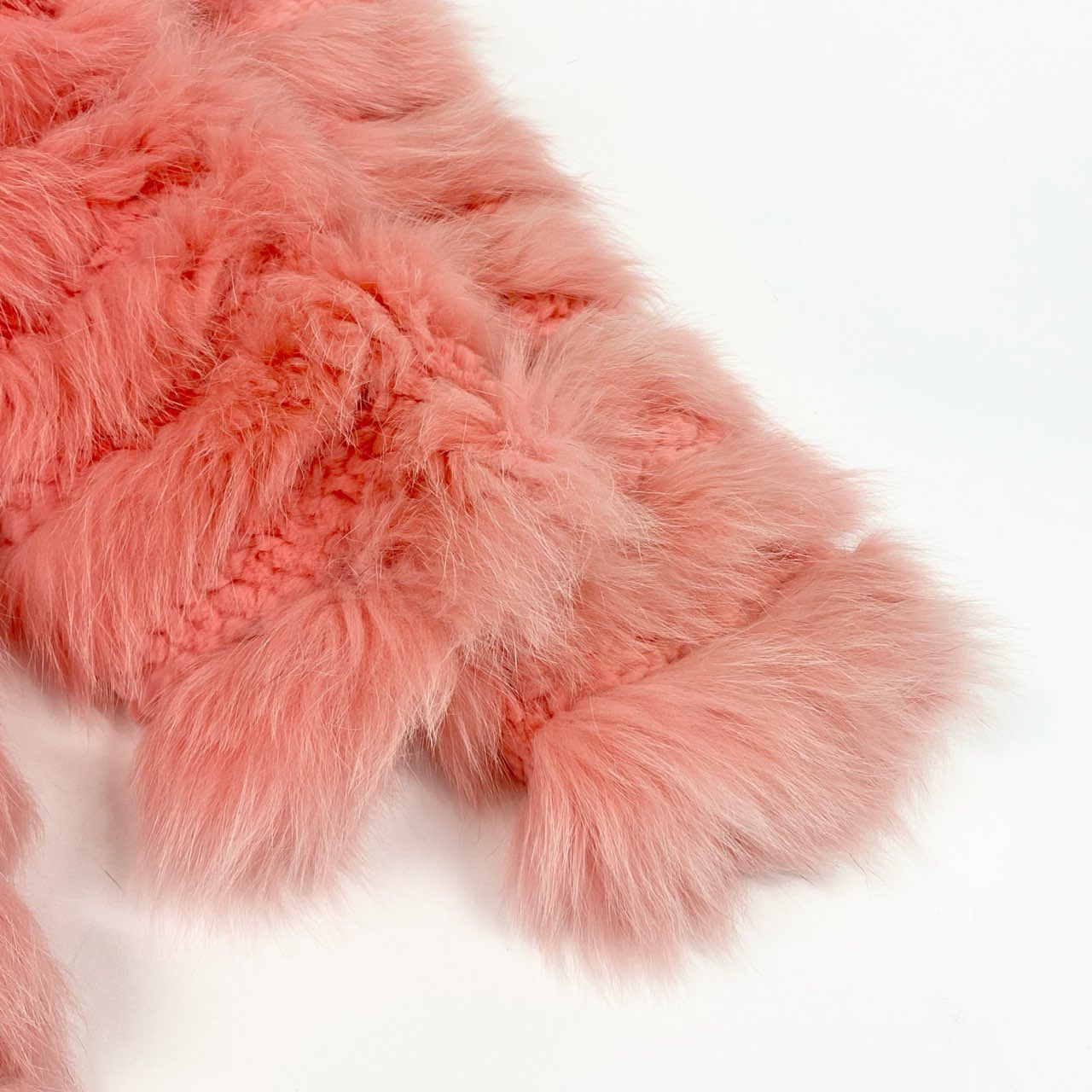 27k14《超希少》 染めフォックスファー 超ロングコート 102cm ピンク 最高級本毛皮 FOX FUR リアルファーt18r