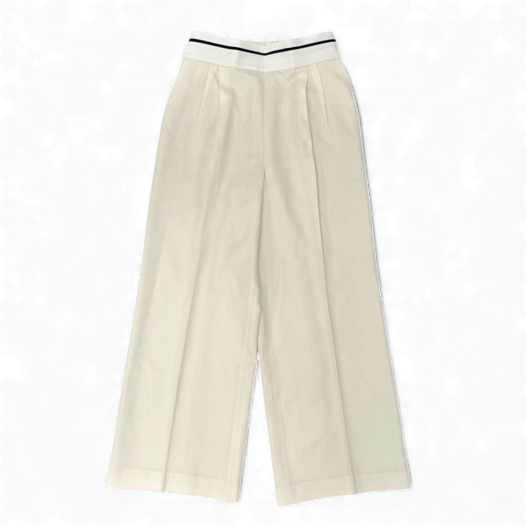 81L15 【美品】ADORE アドーア ウールサキソニーパンツ ワイドパンツ ボトム 日本製 531-3230010 38サイズ アイボリー レディースu02t