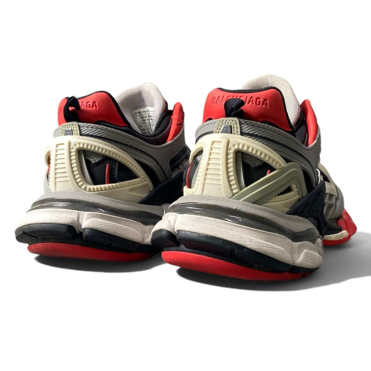 1h20 BALENCIAGA バレンシアガ track2 Trainer スニーカー パネルデザイン  568614 27cm レッド グレー ブラック メンズ 男性用t18r