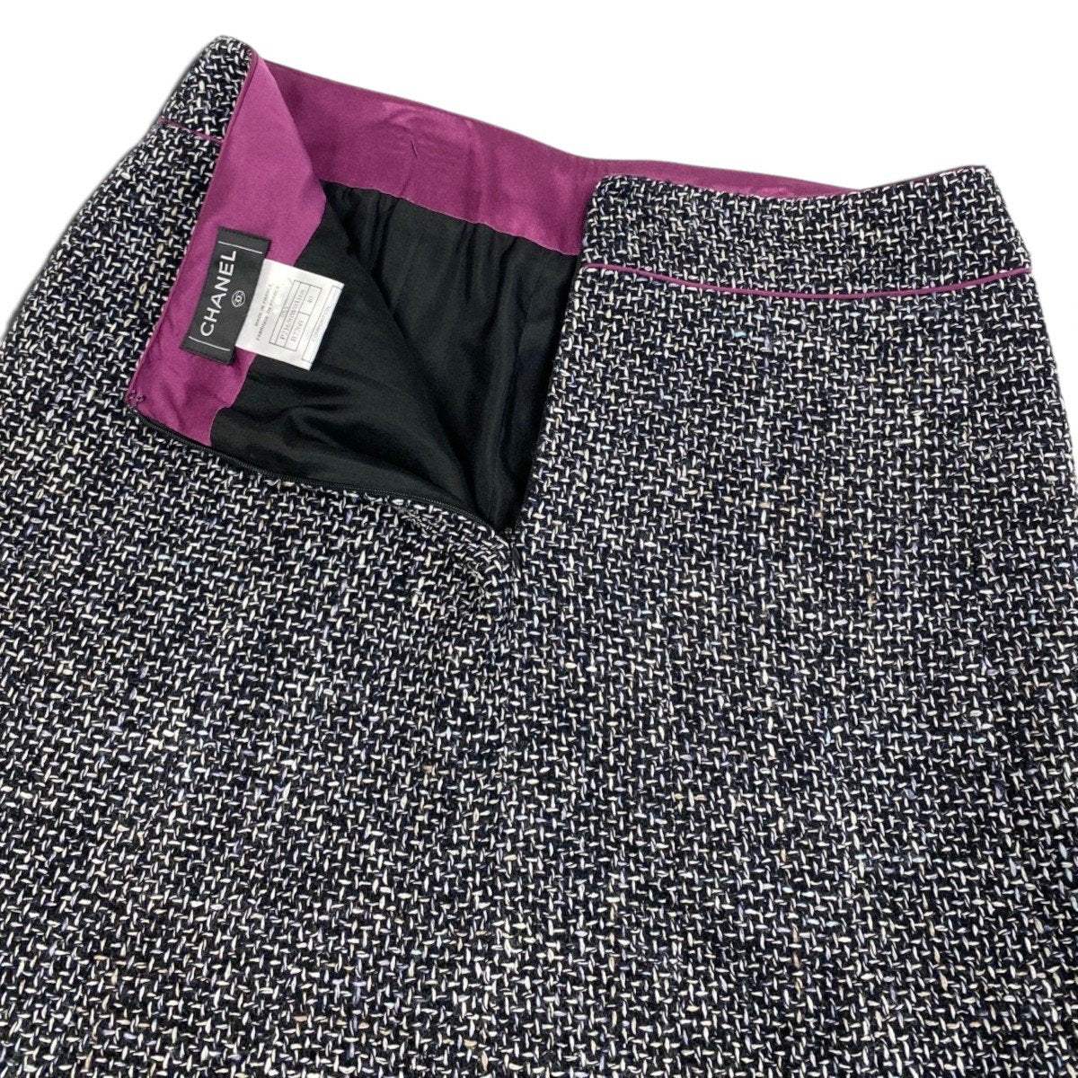 h31 【美品】CHANEL 2003AW ツイードスカート ココマーク 膝丈 P21650 40サイズ マルチカラー レディース 女性用k02i