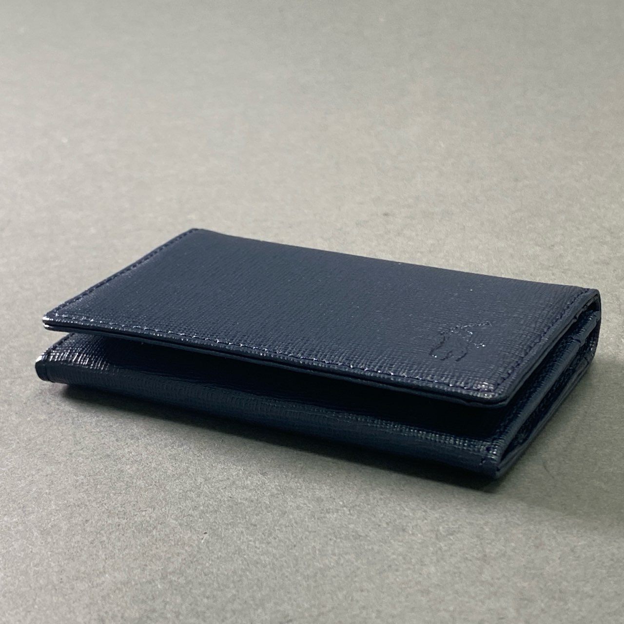 f10 【新品】POLO RALPH LAUREN ポロラルフローレン ワンポイントロゴ ネイビー 牛革 カードケース 名刺入れ メンズ 男性用 小物