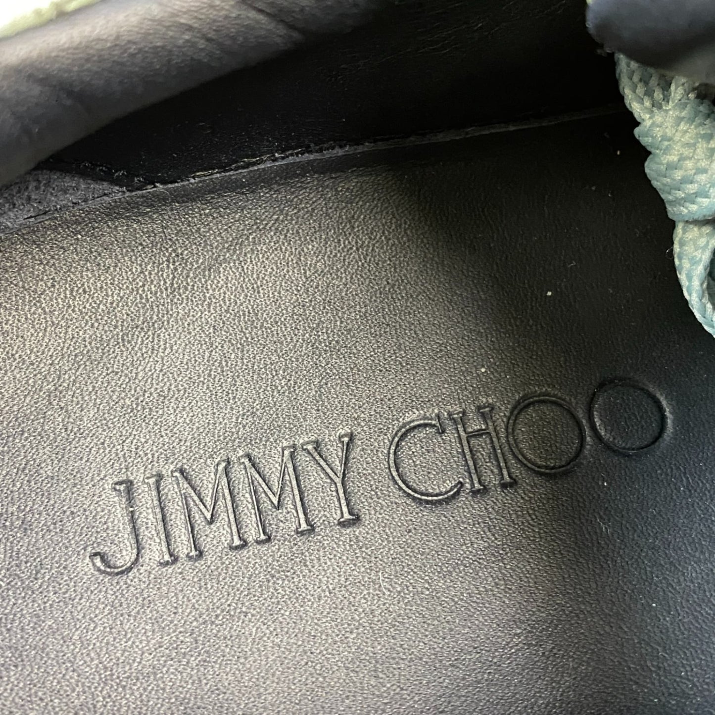 1L11【美品】JIMMY CHOO ジミーチュウ クロコ型押レザースニーカー ローカットスニーカー イタリア製 39サイズ ミントグリーン メンズu02t
