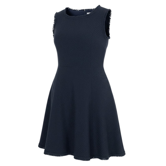 50b12 【美品】Rene ルネ ツイードワンピース ノースリーブワンピース 6016520 34サイズ ネイビー コットン100％ レディース 女性用u02t