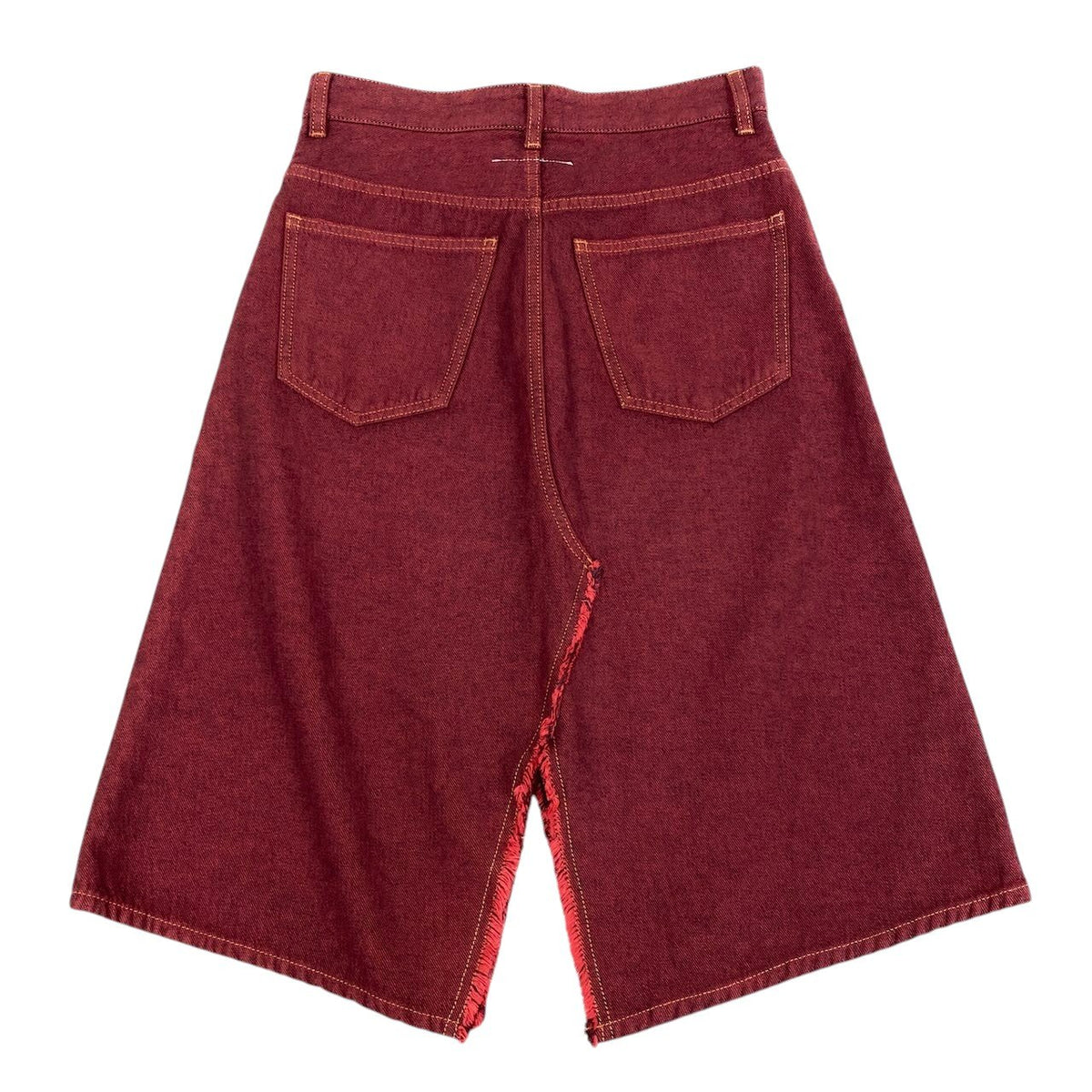 i18 【美品】MM6 MAISON MARGIELA デニムスカート スリットスカート イタリア製 40サイズ バーガンディー コットン100％ レディース 女性用u02t