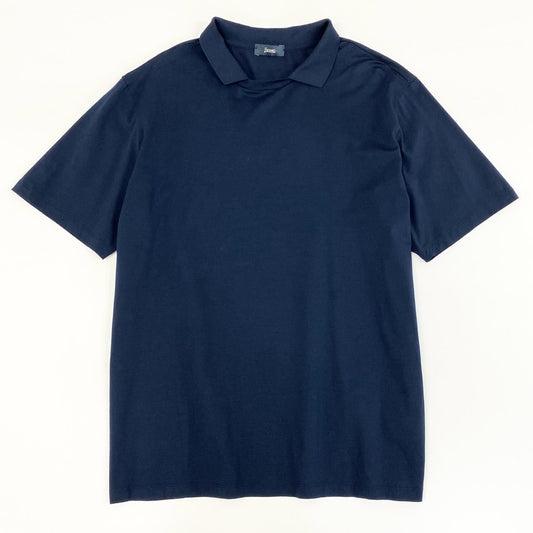 10F11 《美品》 HERNO ヘルノ 半袖ポロシャツ シャツ トップス プルオーバー サイズ52 ネイビー コットン ポリウレタン メンズ 紳士服