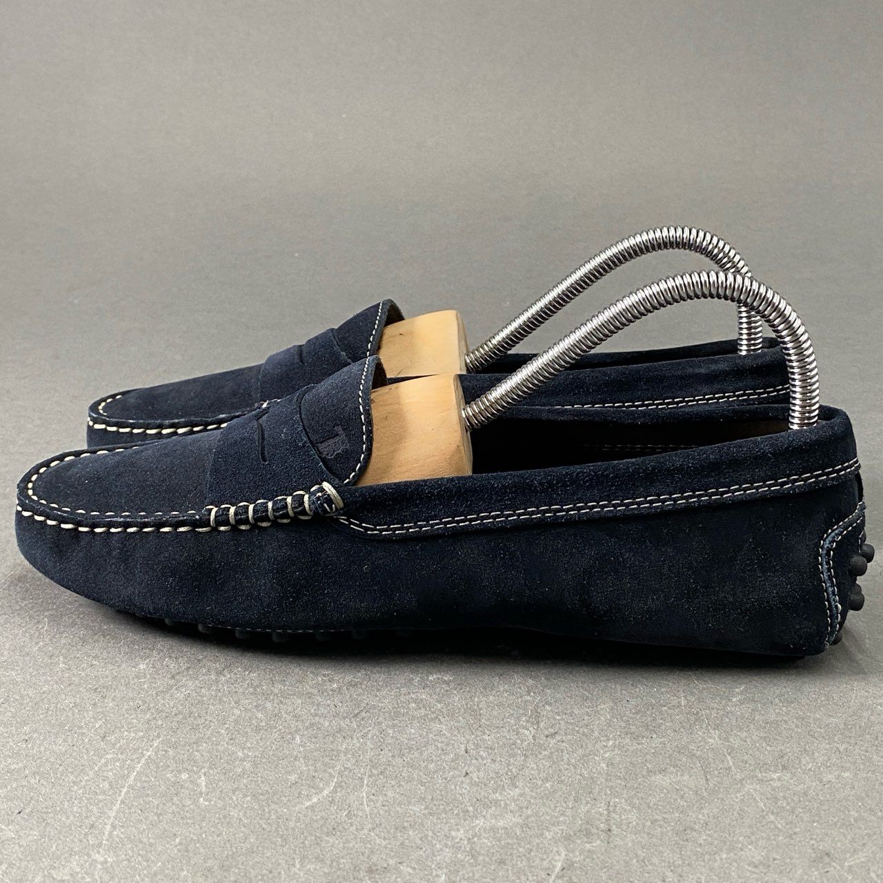 9f11 【極美品】TOD'S トッズ ドライビングシューズ コインローファー サイズ36 1/2 ネイビー スウェード レディース 女性靴