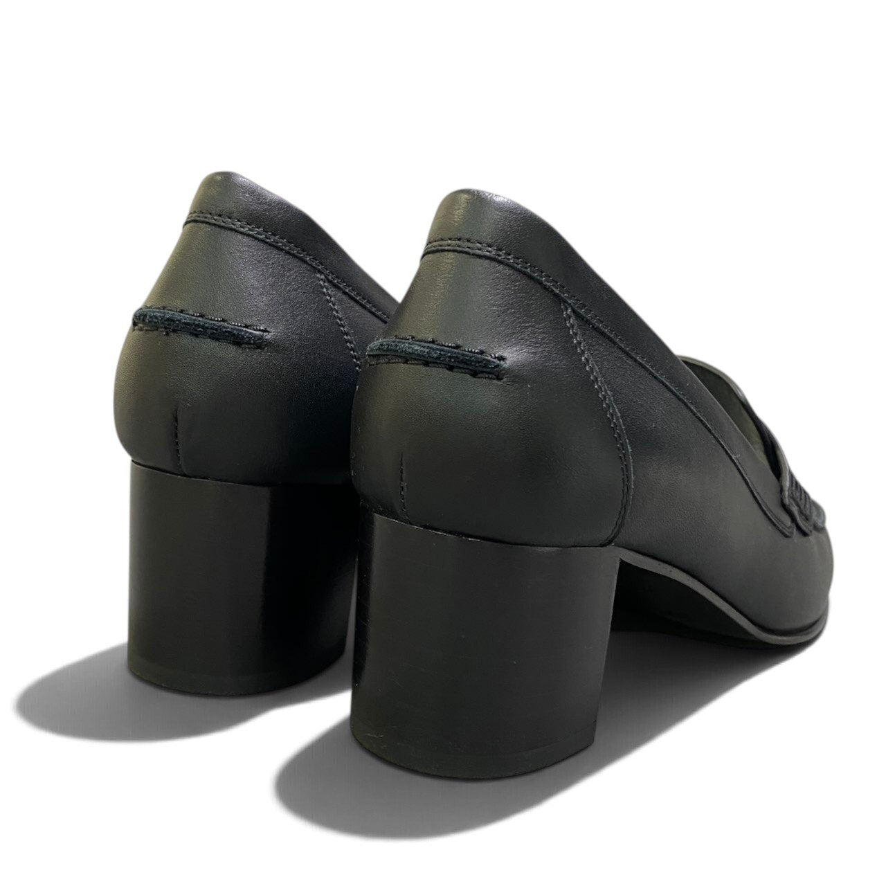 i1 Hermès エルメス アンタンポレル50 チャンキーヒール パンプス サイズ38 1/2 ブラック レザー レディースk02i