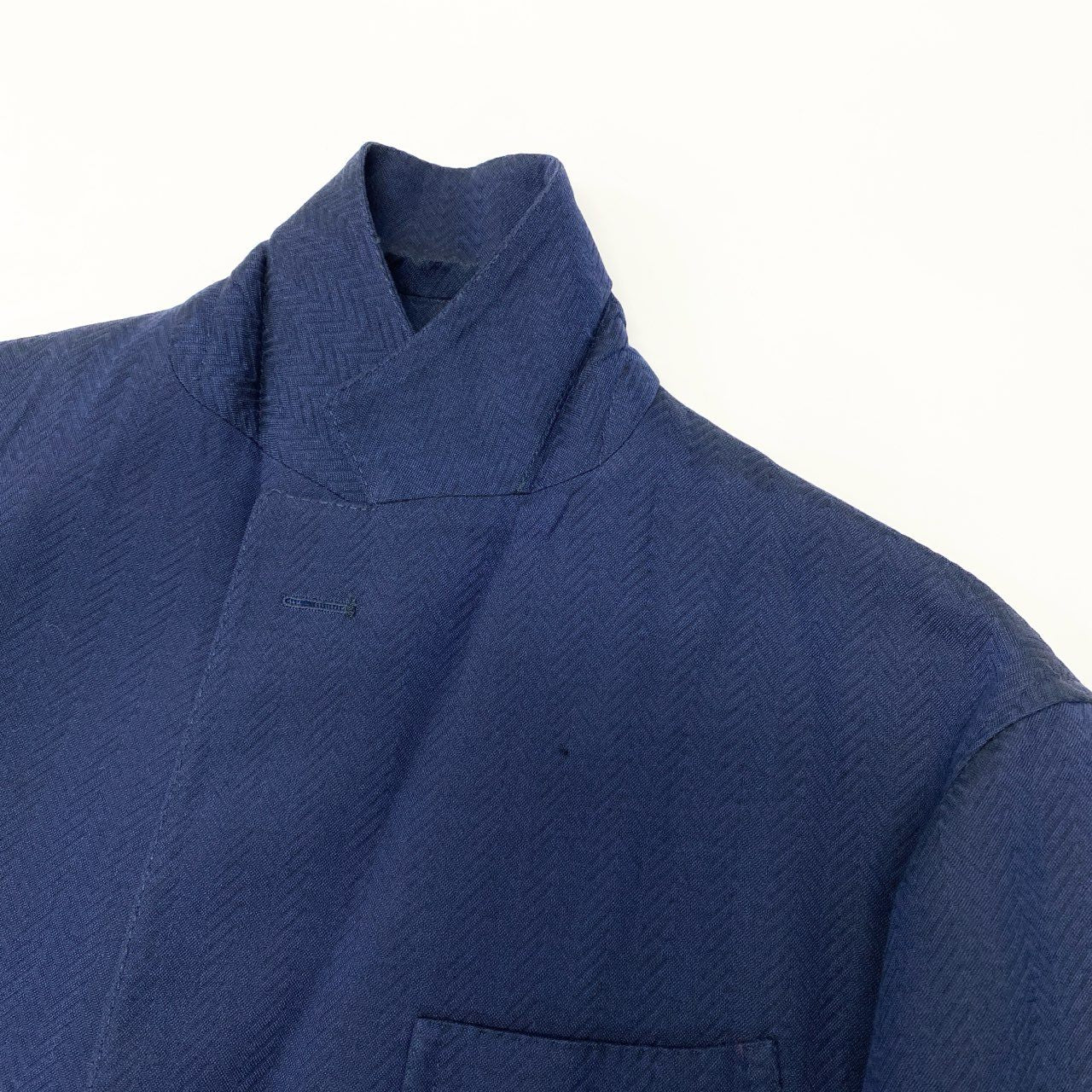 53b22 ernesto エルネスト テーラードジャケット アンコンジャケット ヘリンボーン サイズ46 ネイビー メンズ イタリア製u02t